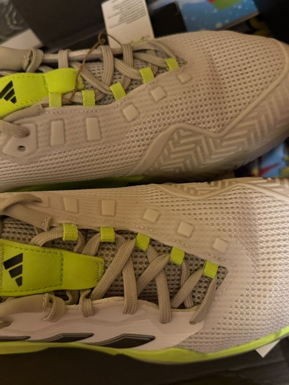 NWT Adidas Barricade 13 Tennis Shoes Women's 8 / Men's 6.5 White Neon - Picture 6 of 7